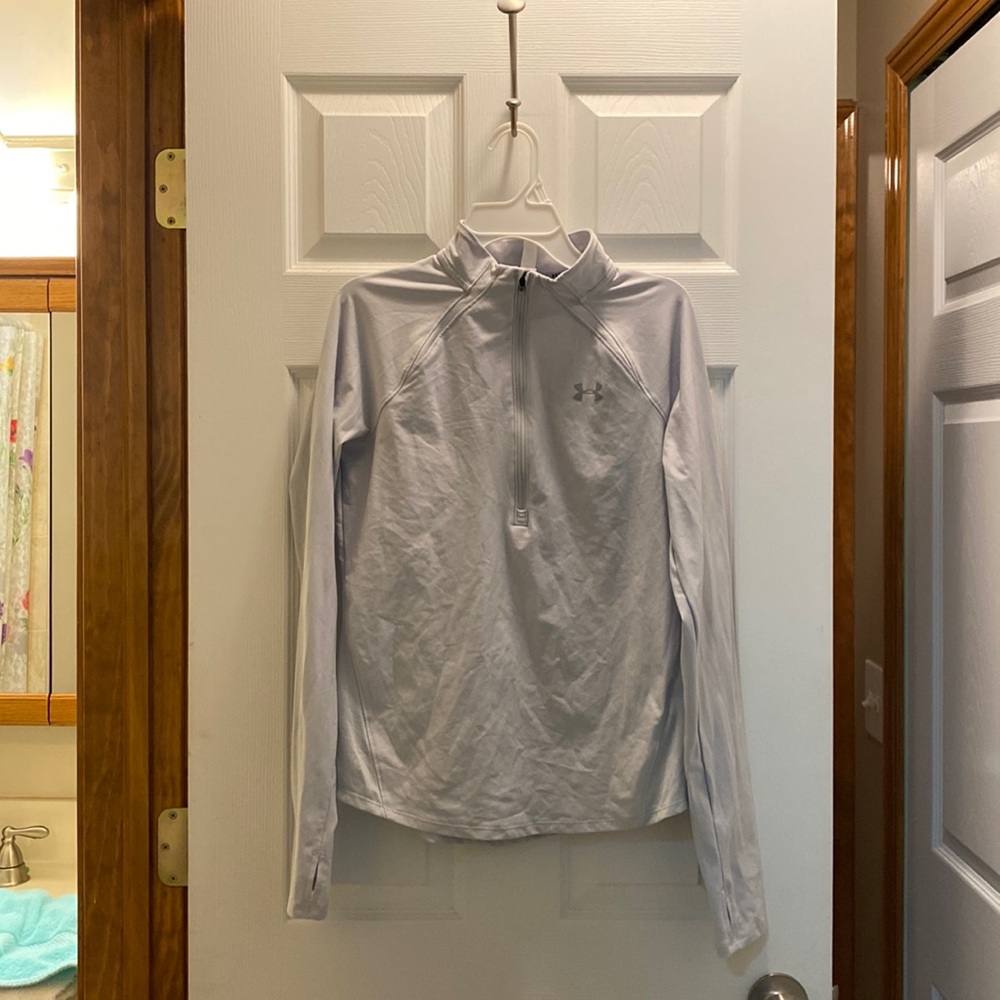 Light gray womens small under armour half zip under armour run heat gear small